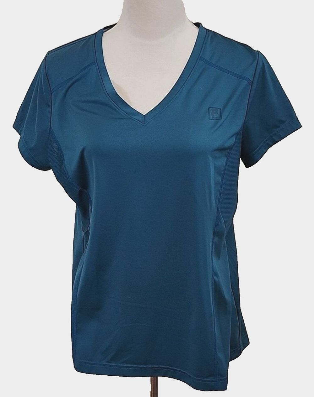 Fila Sport Women's Bluegreen Running/Athletic Short Sleeve Shirt, Size Large